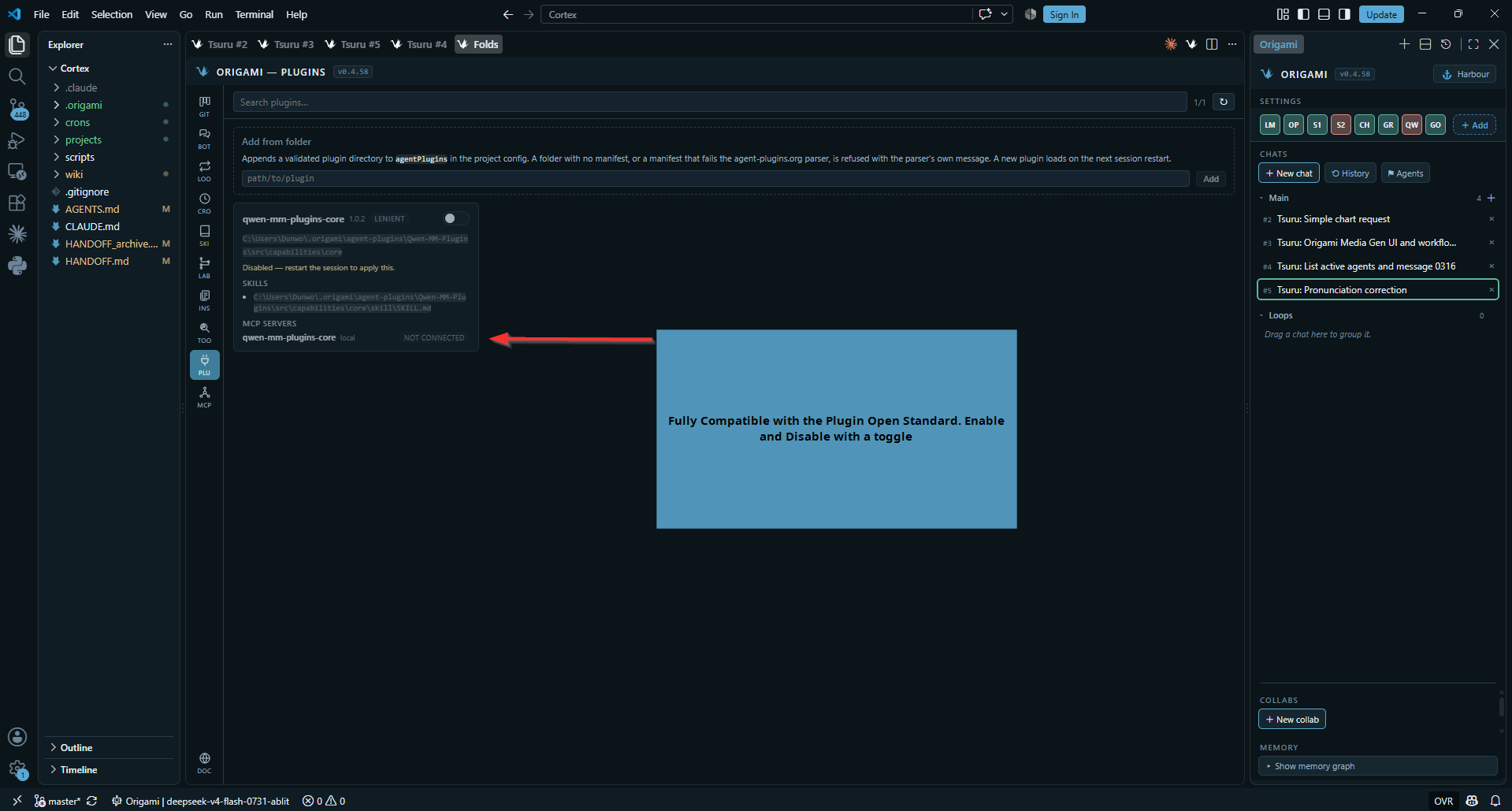 The Plugins pane with an installed plugin